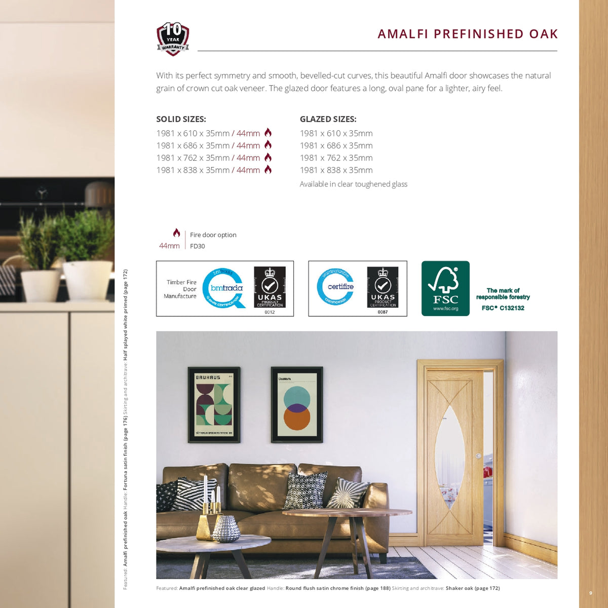 Amalfi Prefinished Oak Internal Door