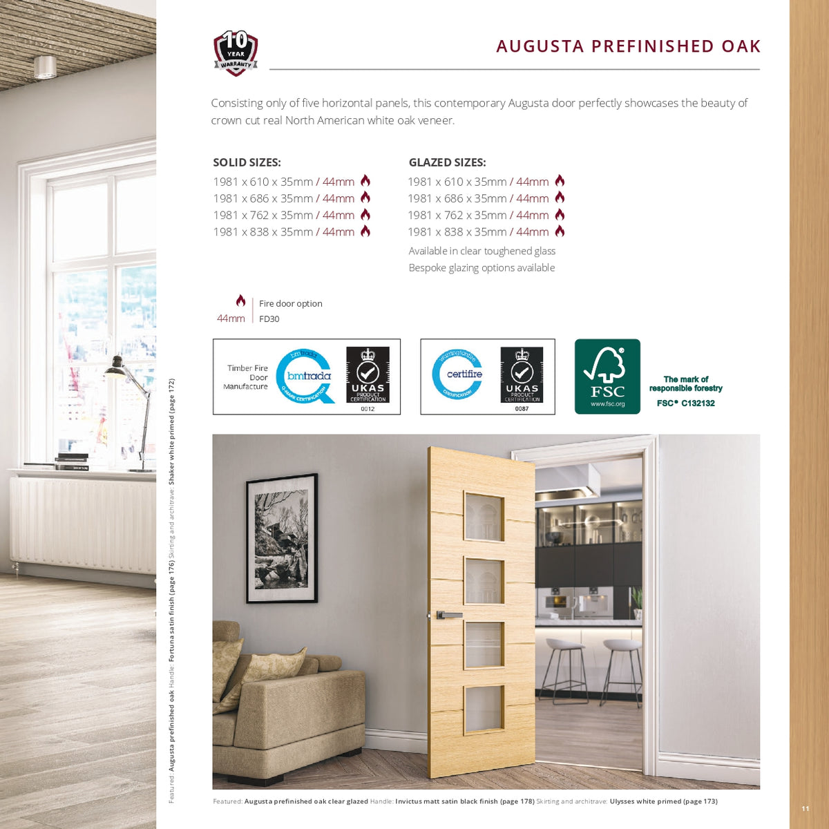Augusta Prefinished Oak Internal Door