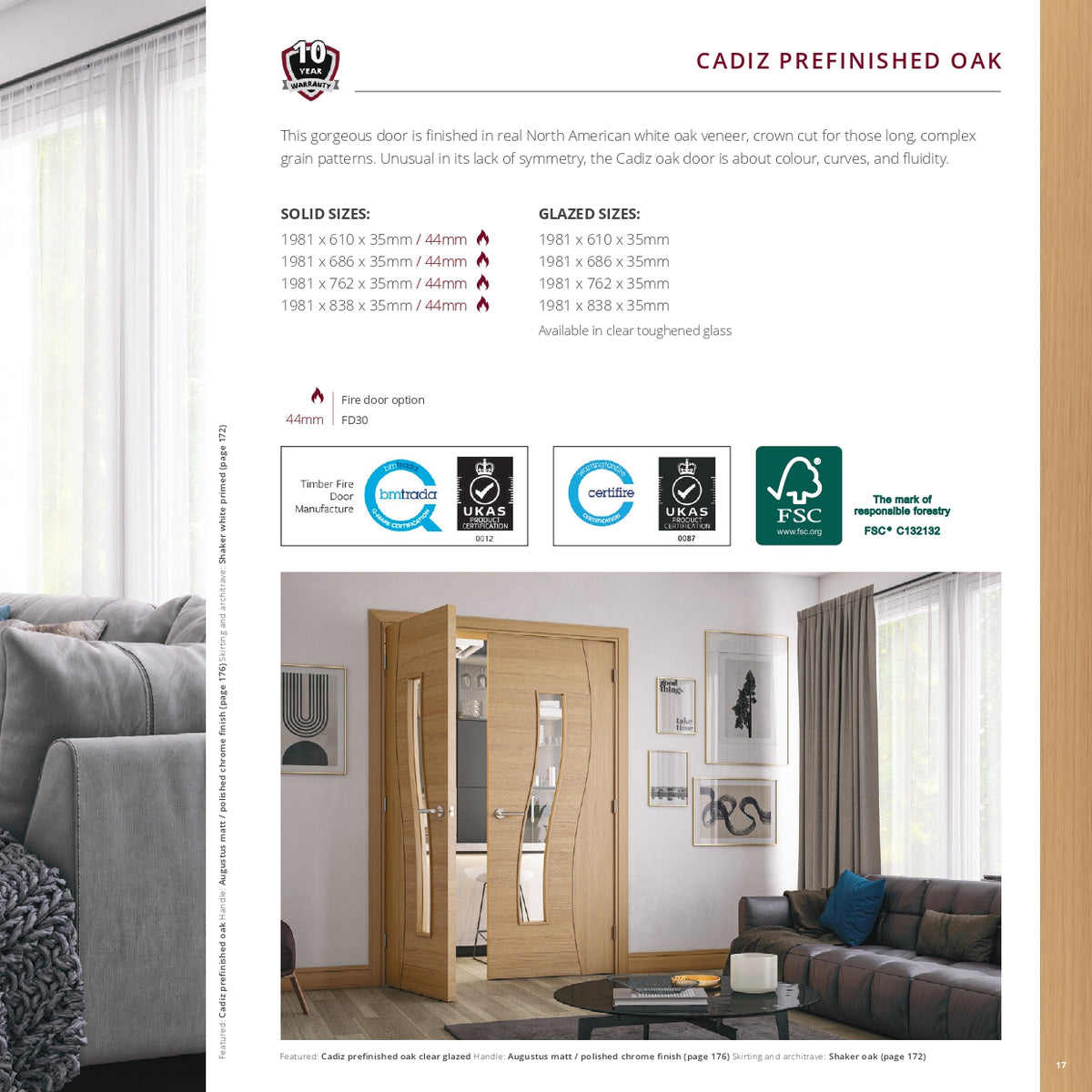 Cadiz Prefinished Oak Internal Door