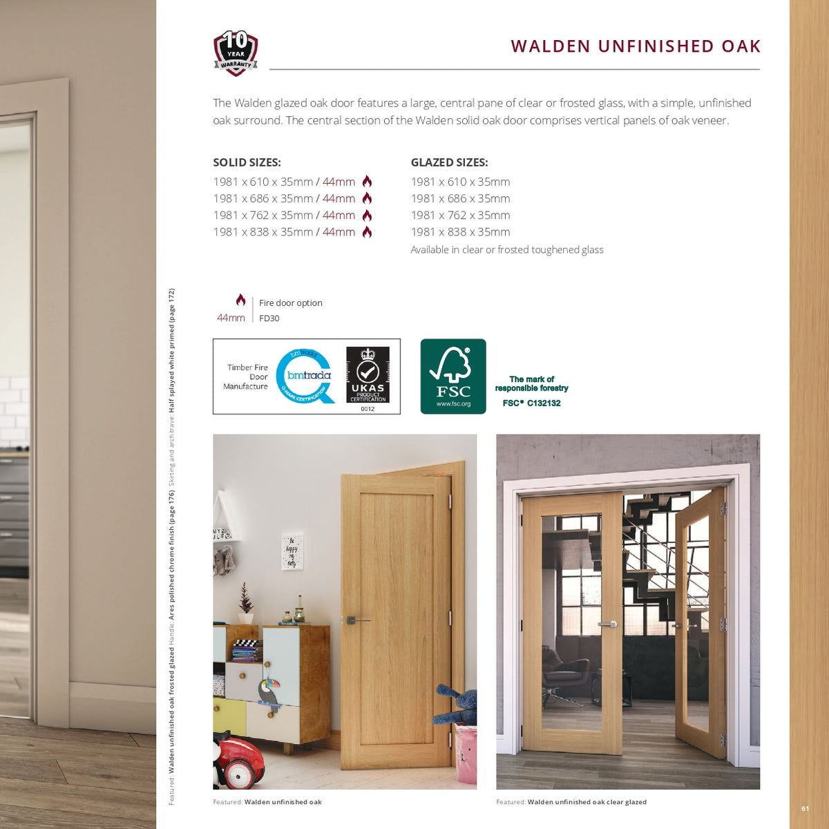 Walden Unfinished Oak Internal Door