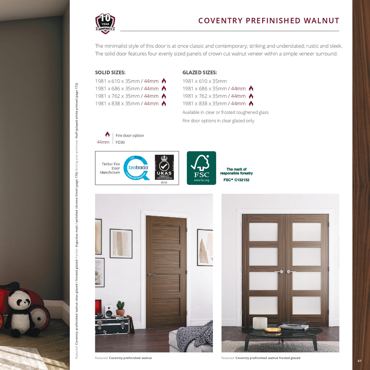 Coventry Prefinished Walnut Internal Door