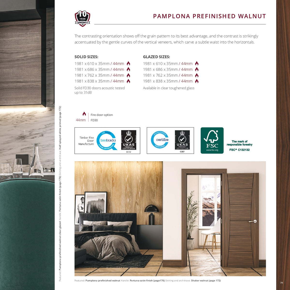 Pamplona Prefinished Walnut Internal Door