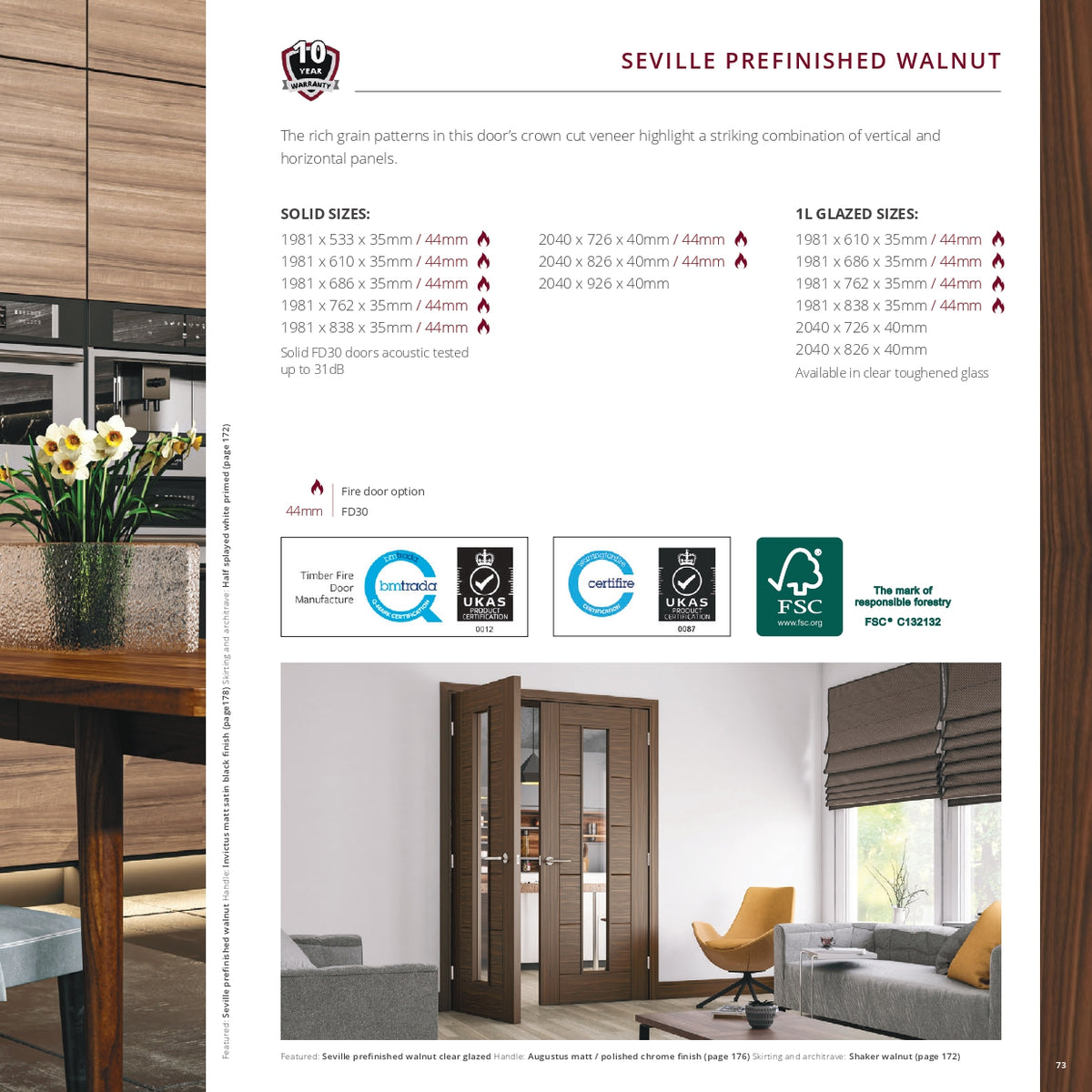 Seville Prefinished Walnut Internal Door