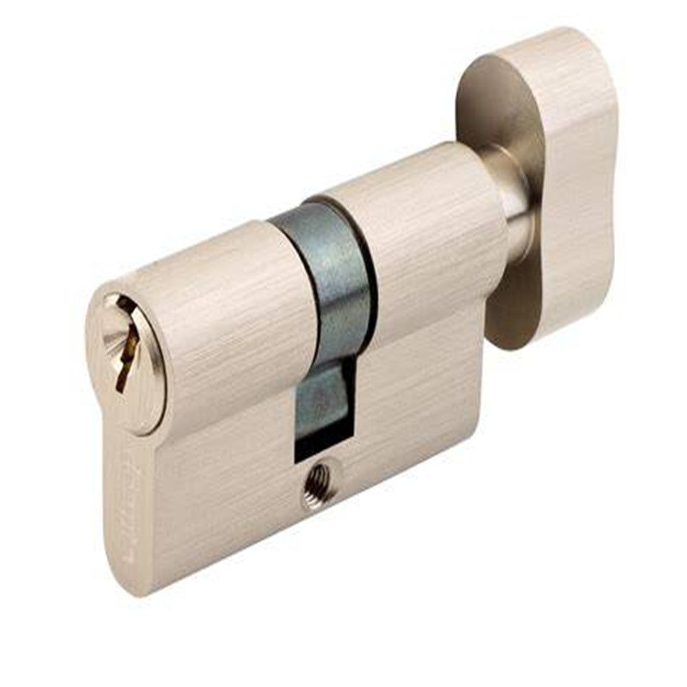 Cylinder Lock with Key & Knob Satin Nickel Finish