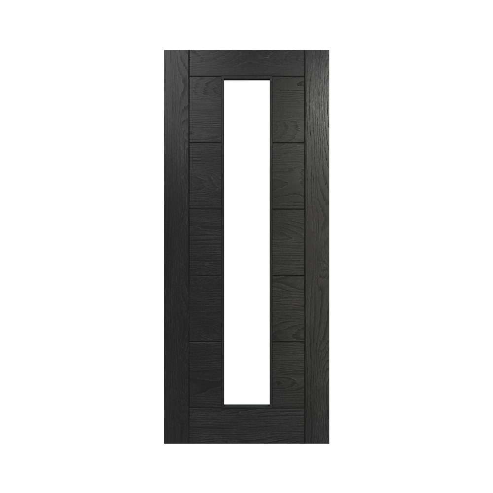 Deanta Seville 1L Brushed Black Oak Internal Door with Glass