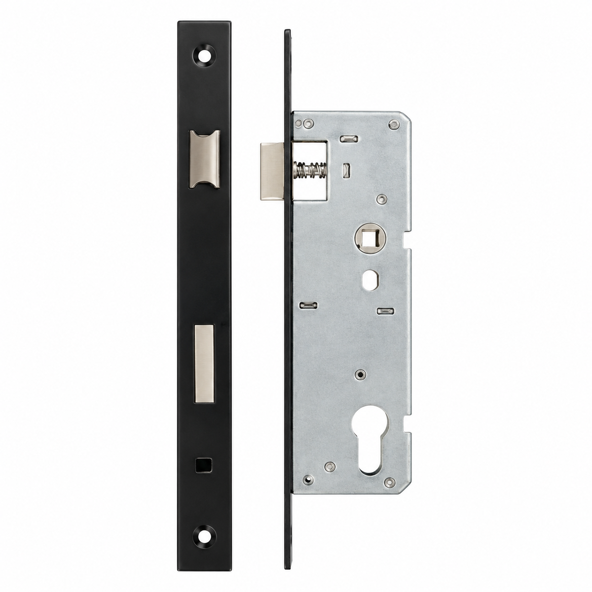Slim Euro Profile Sash Lock, Black Steel