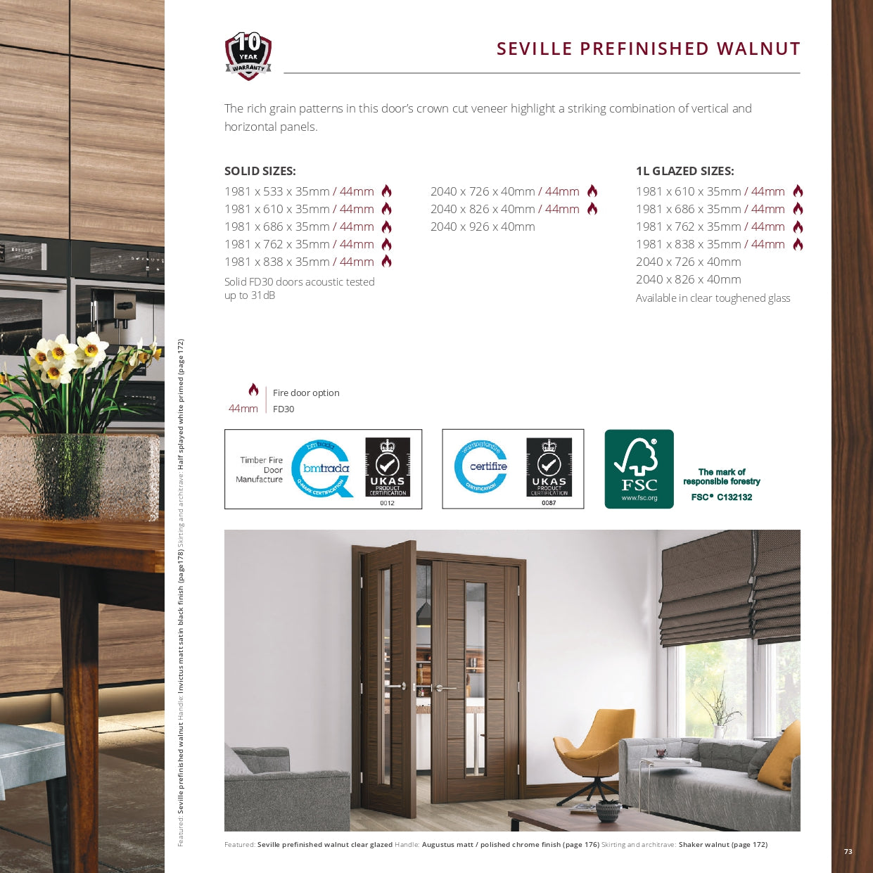 Seville Prefinished Walnut Internal Door