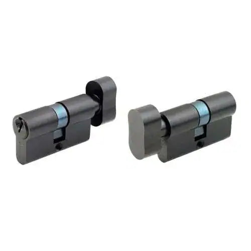 Cylinder Lock with Key & Knob Matt Black Finish