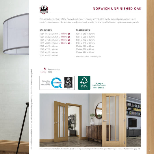 Norwich Unfinished Oak Internal Door brochure image