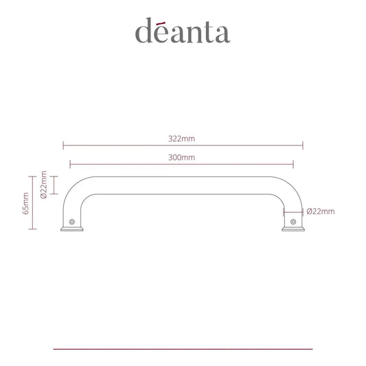 D-Pull Single Pull Handle Dia 22mm / 65*322mm Satin Stainless Steel Finish