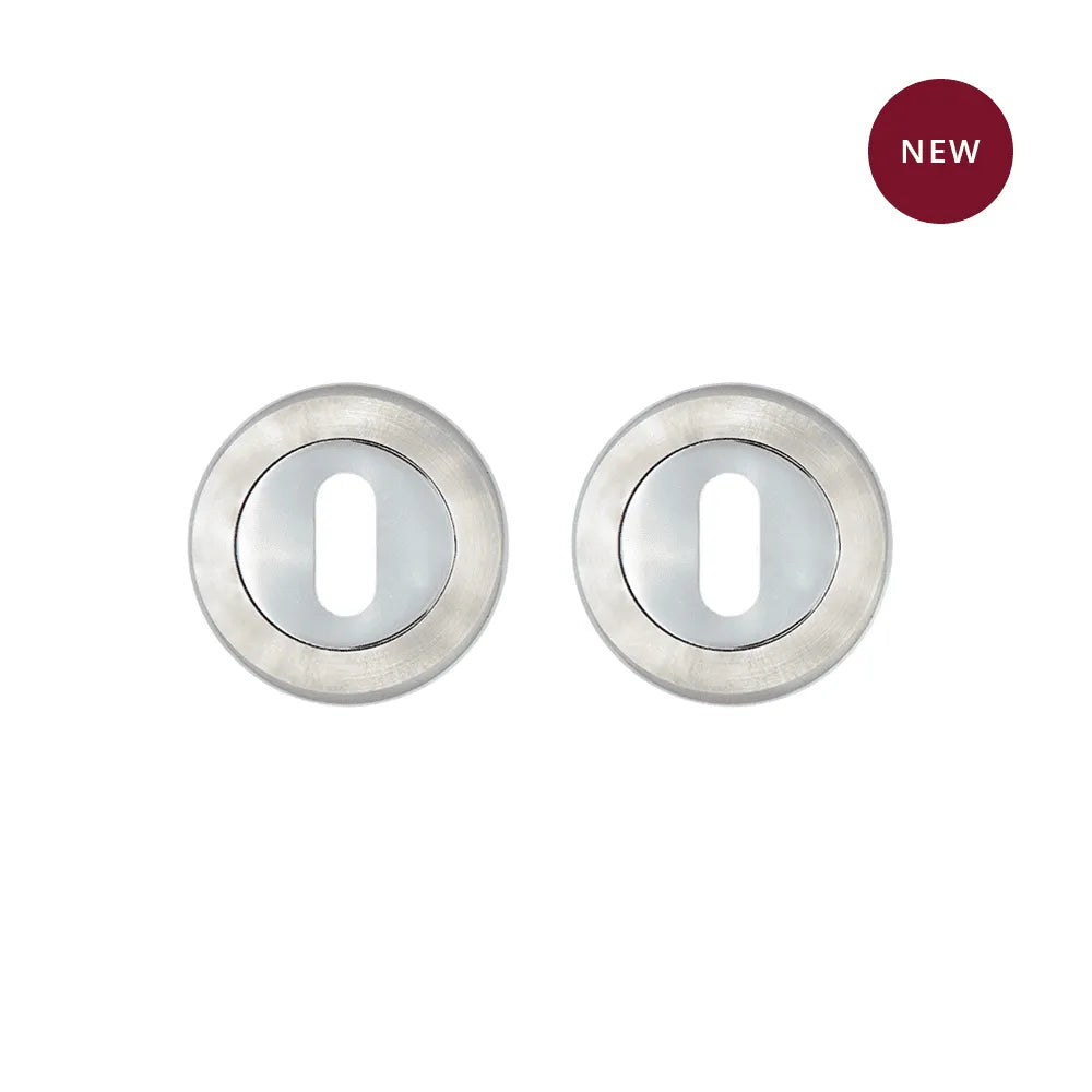 Round Escutcheon – Pair Satin Nickel / Chrome Polish Finish