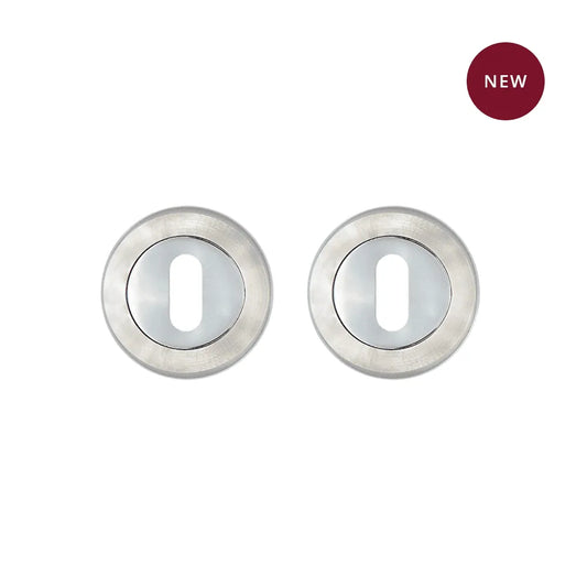Round Escutcheon – Pair Satin Nickel / Chrome Polish Finish