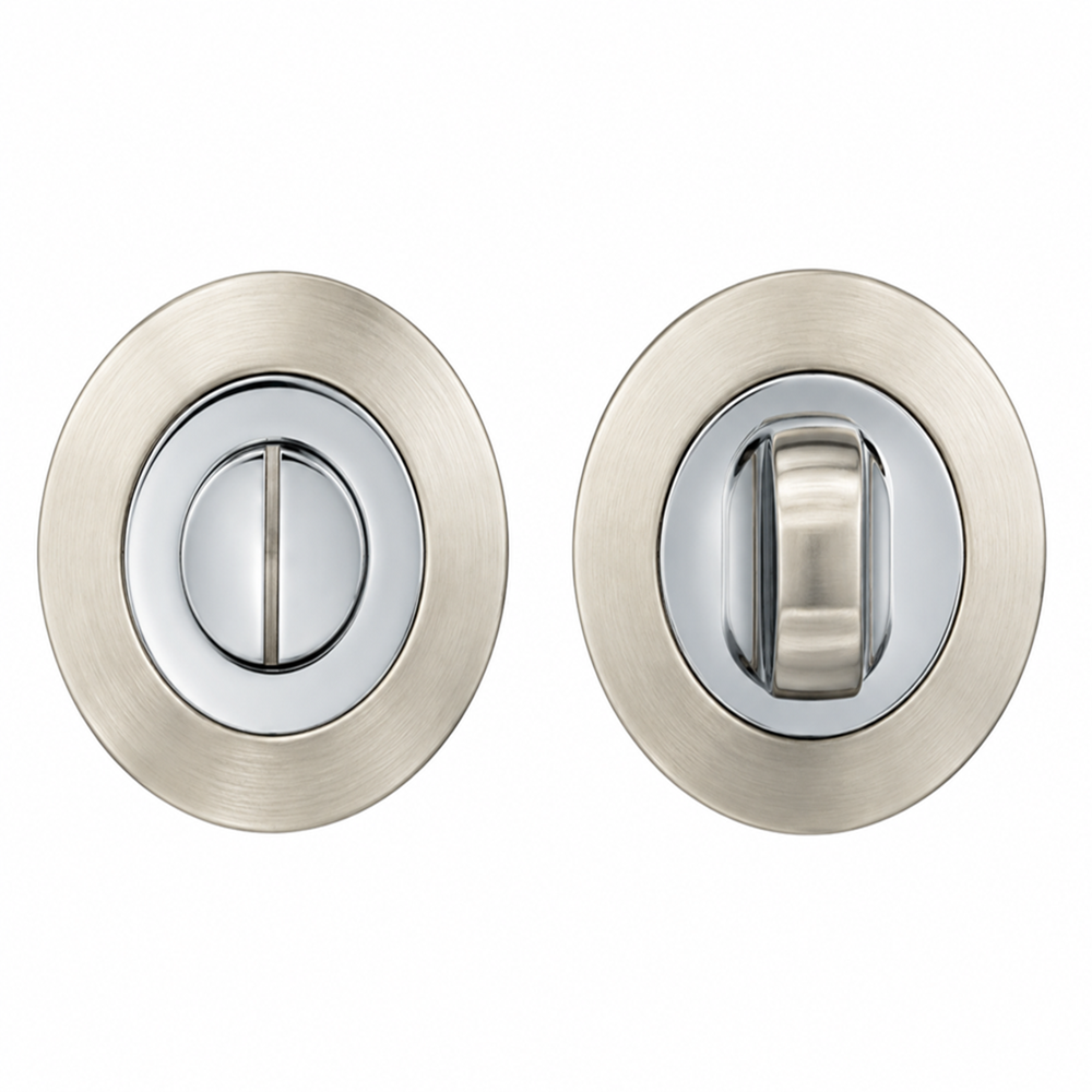 Thumb-Turn Lock – Round Satin Nickel and Polished Chrome
