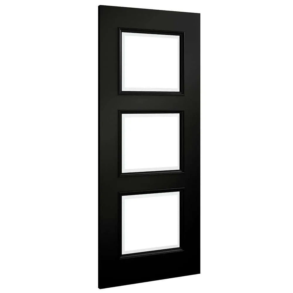 Deanta Trinity Prefinished Black Internal Door with Glass