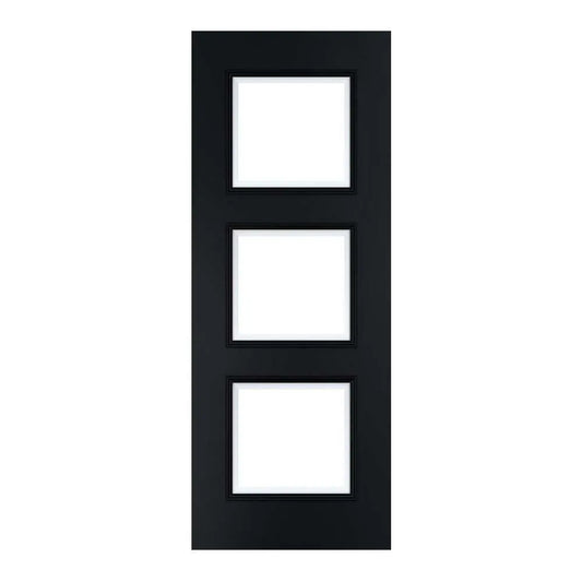 Deanta Trinity Prefinished Black Internal Door with Glass